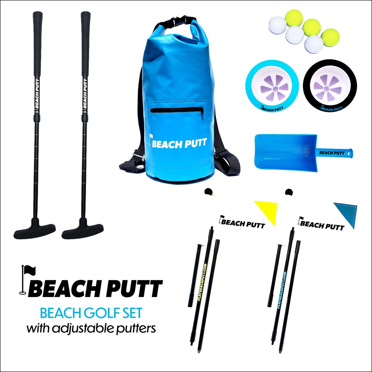 Original Beach Putt - Beach Golf Set - with (2) Adjustable Beach Putt Putters